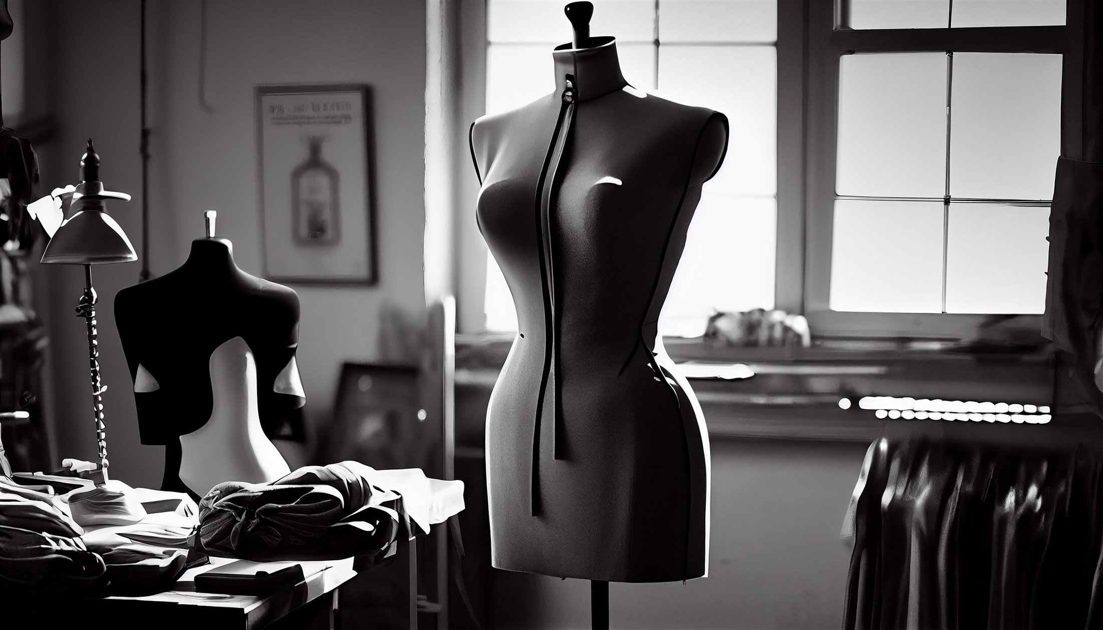 Fashion studio with dress forms prepared for custom product development